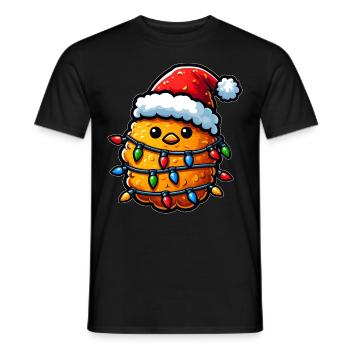 Cute Kawaii Chicken Nugget Nug Santa Hat - Men's T-Shirt - black - Front - AI Model Male 178 light (178cm)