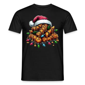 Ailes de poulet Bouquet Chapeau de Père Noël - T-shirt homme - noir - Devant - AI Model Male 178 light (178cm)