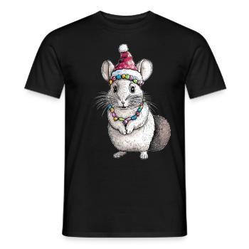 Chinchilla Santa Hat Xmas - Men's T-Shirt - black - Front - AI Model Male 178 light (178cm)