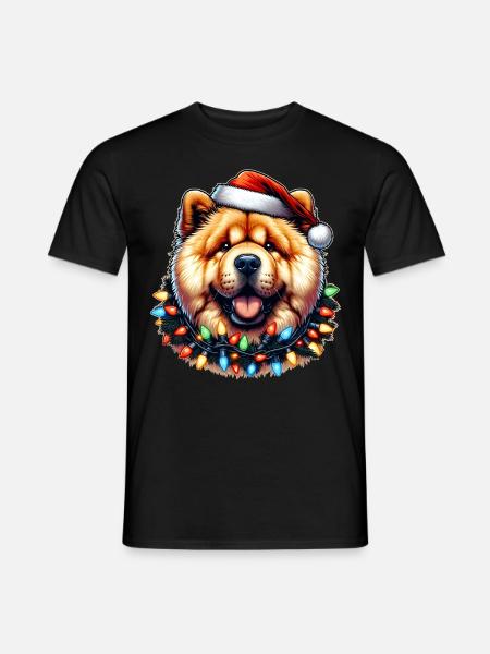 Chow Chow Hund Weihnachtsmütze Xmas - Männer T-Shirt - Schwarz
