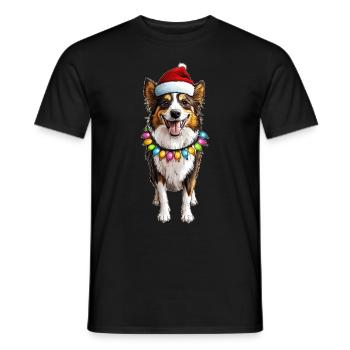 Collie Chien Père Noël Noël - T-shirt homme - noir - Devant - AI Model Male 178 light (178cm)