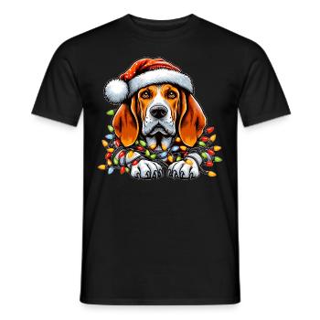 Coonhound Chien Chapeau de Noël Noël - T-shirt homme - noir - Devant - AI Model Male 178 light (178cm)