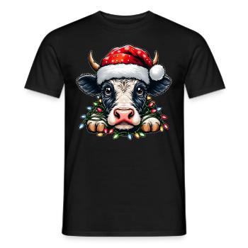 Niedliche Kuh Bauernhof Landwirt Weihnachten Hut X - Männer T-Shirt - Schwarz - Vorne - AI Model Male 178 light (178cm)