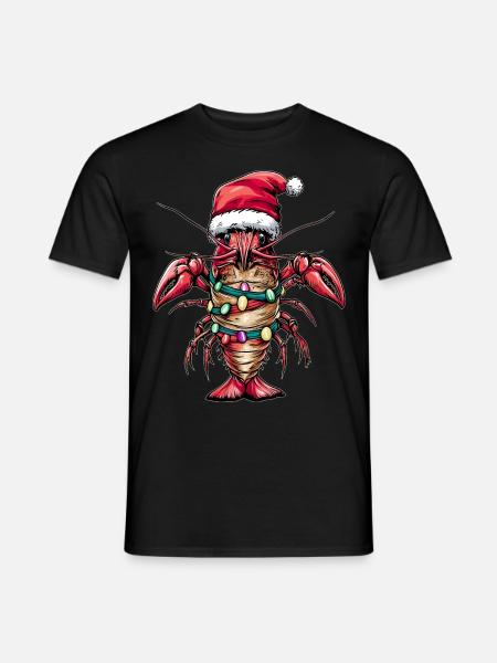 Krebse Flusskrebs Weihnachtsmütze Xmas - Männer T-Shirt - Schwarz