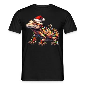 Chapeau de Noël Gecko Lizard à crête Noël - T-shirt homme - noir - Devant - AI Model Male 178 light (178cm)
