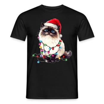 Himalayakatze Weihnachtsmütze Xmas - Männer T-Shirt - Schwarz - Vorne - AI Model Male 178 light (178cm)