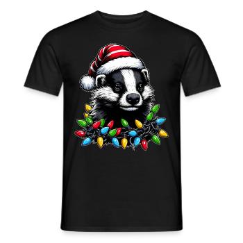 Honigdachs Ratel Weihnachtsmütze Xmas - Männer T-Shirt - Schwarz - Vorne - AI Model Male 178 light (178cm)