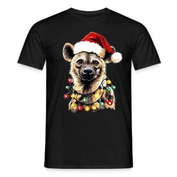Niedliche Hyäne Weihnachtsmütze Xmas - Männer T-Shirt - Schwarz - Vorne - AI Model Male 178 light (178cm)