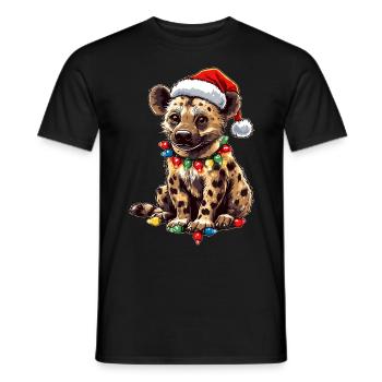 Chapeau de Noël mignon hyène Noël - T-shirt homme - noir - Devant - AI Model Male 178 light (178cm)
