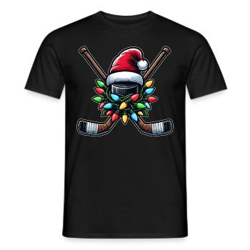 bâton de hockey rondelle joueur de hockey chapeau de père noël - T-shirt homme - noir - Devant - AI Model Male 178 light (178cm)
