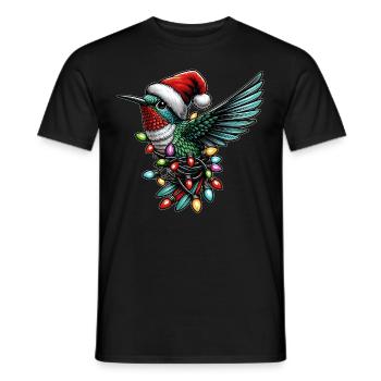 Bunte Kolibri Weihnachtsmütze Xmas - Männer T-Shirt - Schwarz - Vorne - AI Model Male 178 light (178cm)