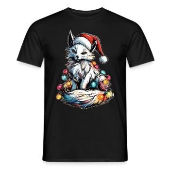 Weißer Kitsune Fuchs Weihnachtsmütze Xmas - Männer T-Shirt - Schwarz - Vorne - AI Model Male 178 light (178cm)