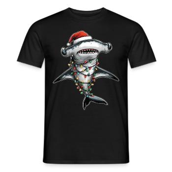 Hammerhai Weihnachtsmütze Xmas - Männer T-Shirt - Schwarz - Vorne - AI Model Male 178 light (178cm)