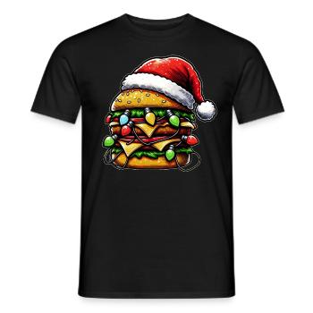 Cheeseburger Hamburger Chapeau de Père Noël - T-shirt homme - noir - Devant - AI Model Male 178 light (178cm)