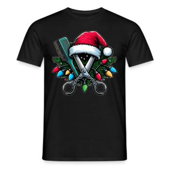 Friseur Friseurin Weihnachtsmütze Xmas - Männer T-Shirt - Schwarz - Vorne - AI Model Male 178 light (178cm)