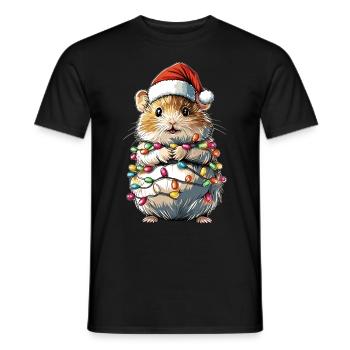 Mignon hamster Hammy Chapeau de Noël Noël - T-shirt homme - noir - Devant - AI Model Male 178 light (178cm)