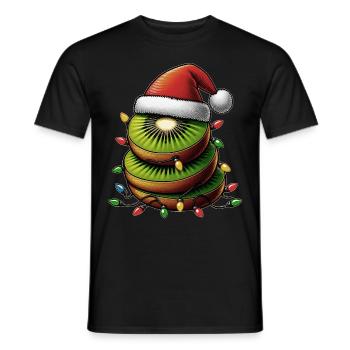 Kiwi Fruit Weihnachtsmütze Xmas - Männer T-Shirt - Schwarz - Vorne - AI Model Male 178 light (178cm)