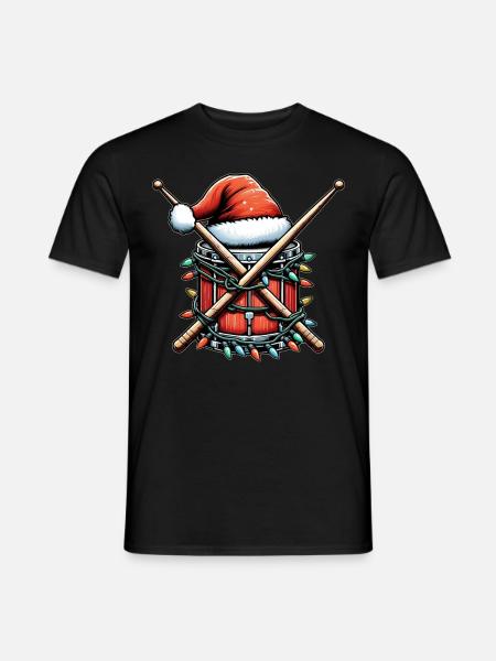 Drummer Drum Christmas Hat Xmas - Men's T-Shirt - black