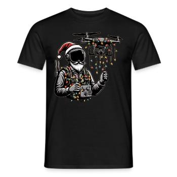 Pilote de drone quadricoptère RC chapeau de Noël Noël - T-shirt homme - noir - Devant - AI Model Male 178 light (178cm)