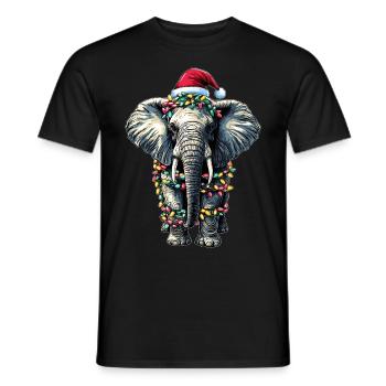 Chapeau de Noël éléphant Noël - T-shirt homme - noir - Devant - AI Model Male 178 light (178cm)
