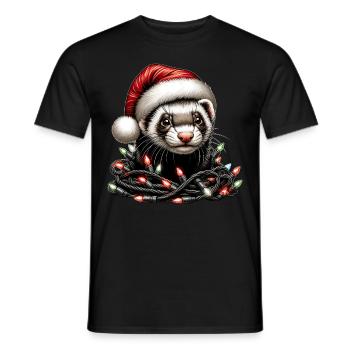 Chapeau de Noël Furet Noël - T-shirt homme - noir - Devant - AI Model Male 178 light (178cm)