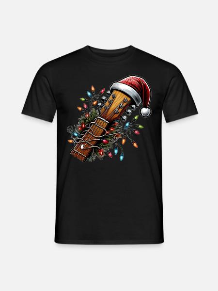 Guitariste Guitariste Père Noël - T-shirt homme - noir