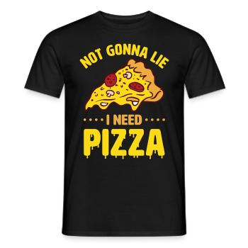 Funny pizza saying - Men's T-Shirt - black - Front - AI Model Male 178 light (178cm)