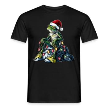 Frosch auf Felsen sitzend Cottagecore Goblincore - Männer T-Shirt - Schwarz - Vorne - AI Model Male 178 light (178cm)