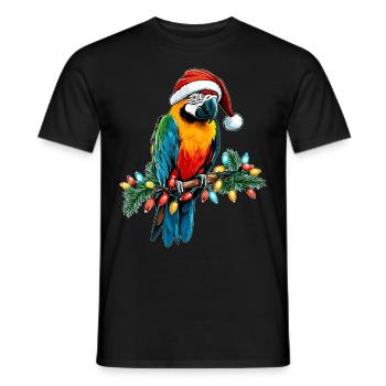 Ara Perroquet Chapeau de Noël - T-shirt homme - noir - Devant - AI Model Male 178 light (178cm)