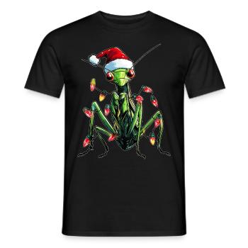 Gottesanbeterin Insekt Weihnachtsmütze Xmas - Männer T-Shirt - Schwarz - Vorne - AI Model Male 178 light (178cm)