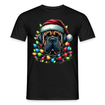Mastiff Hund Weihnachten Hut Xmas - Männer T-Shirt - Schwarz - Vorne - AI Model Male 178 light (178cm)