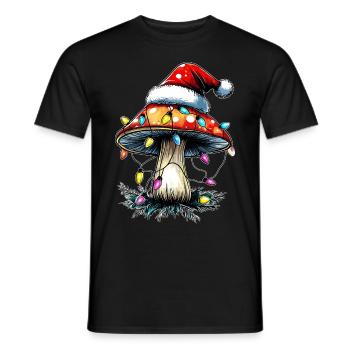 Champignon Cottagecore Esthétique Père Noël - T-shirt homme - noir - Devant - AI Model Male 178 light (178cm)