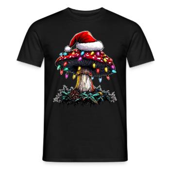 Champignon Cottagecore Esthétique Père Noël - T-shirt homme - noir - Devant - AI Model Male 178 light (178cm)