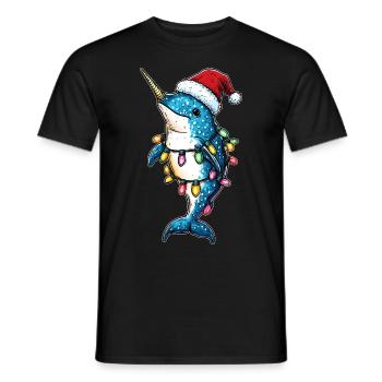 Niedlicher Narwal Weihnachtsmütze Xmas - Männer T-Shirt - Schwarz - Vorne - AI Model Male 178 light (178cm)