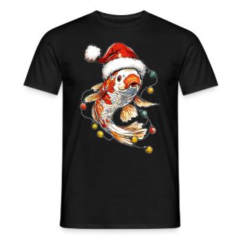 Nishikigoi carpe carpe koi poisson chapeau de Noël - T-shirt homme - noir - Devant - AI Model Male 178 light (178cm)