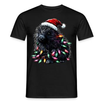 Stachelschwein Demokraten Weihnachtsmütze Xmas - Männer T-Shirt - Schwarz - Vorne - AI Model Male 178 light (178cm)