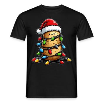 Cute Kawaii Potato Santa Hat Xmas - Men's T-Shirt - black - Front - AI Model Male 178 light (178cm)
