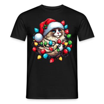Ragdoll Chat Chapeau de Noël Noël - T-shirt homme - noir - Devant - AI Model Male 178 light (178cm)