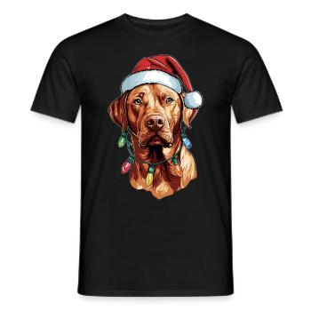 Rhodesian Ridgeback Dog Christmas Hat Xmas - Men's T-Shirt - black - Front - AI Model Male 178 light (178cm)
