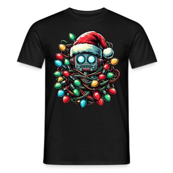 Roboter Robotertechnik Weihnachtsmütze Xmas - Männer T-Shirt - Schwarz - Vorne - AI Model Male 178 light (178cm)