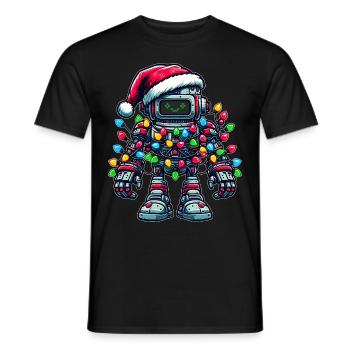 Robot Robotics Santa Hat Xmas - Men's T-Shirt - black - Front - AI Model Male 178 light (178cm)