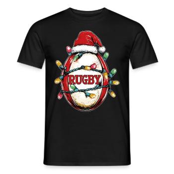 Rugby Ballspieler Team Weihnachtsmütze Xmas - Männer T-Shirt - Schwarz - Vorne - AI Model Male 178 light (178cm)