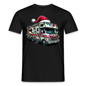 VR Camping Camping-car Camping-car Noël - T-shirt homme - noir - Devant - AI Model Male 178 light (178cm)