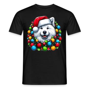 Samoyède Chien Chapeau de Noël Noël - T-shirt homme - noir - Devant - AI Model Male 178 light (178cm)