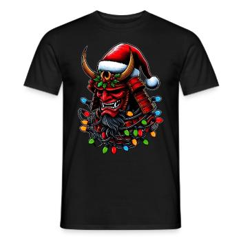 Samurai Krieger Japanische Weihnachtsmütze Xmas - Männer T-Shirt - Schwarz - Vorne - AI Model Male 178 light (178cm)