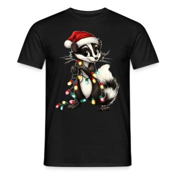 Niedliches Stinktier Weihnachtsmütze Xmas - Männer T-Shirt - Schwarz - Vorne - AI Model Male 178 light (178cm)