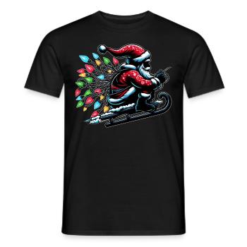 Santa Claus Sleigh Ride Christmas Xmas We - Men's T-Shirt - black - Front - AI Model Male 178 light (178cm)
