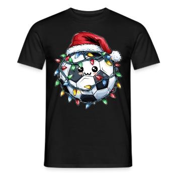 Cute Kawaii Football Santa Hat Xmas - Men's T-Shirt - black - Front - AI Model Male 178 light (178cm)