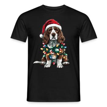 Springer Spaniel Chien Père Noël Noël - T-shirt homme - noir - Devant - AI Model Male 178 light (178cm)