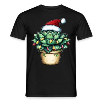 Sukkulente Weihnachtsmütze Xmas - Männer T-Shirt - Schwarz - Vorne - AI Model Male 178 light (178cm)